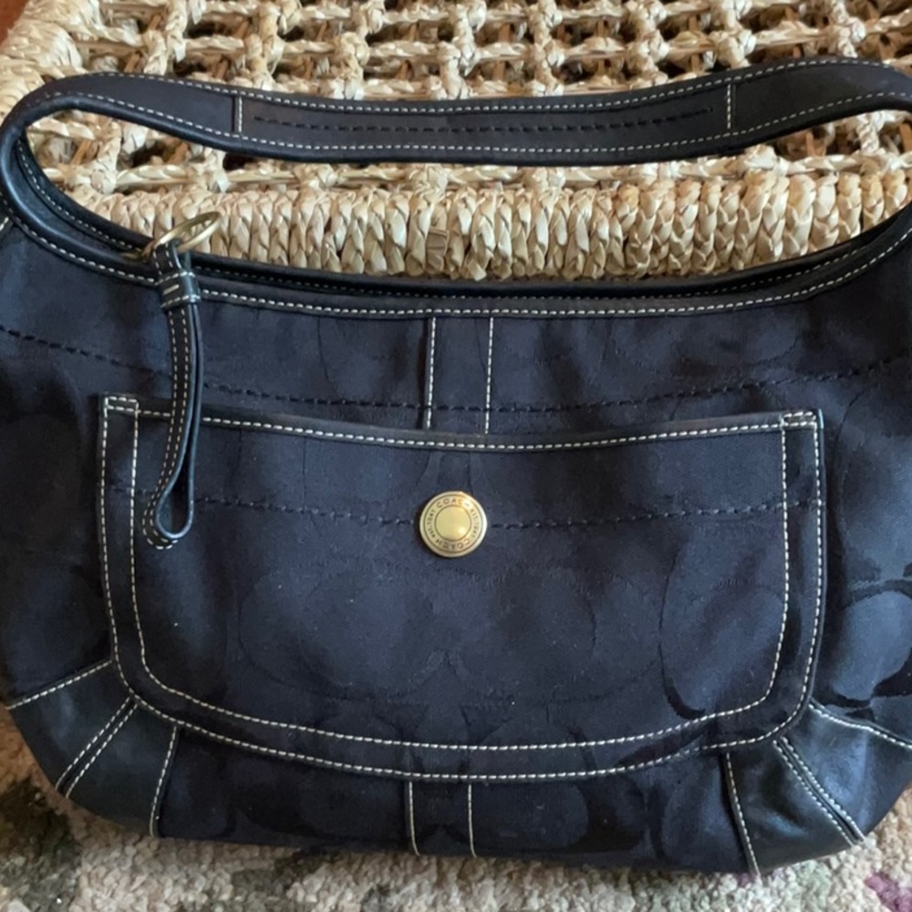 Coach fabric purse with leather embellishments